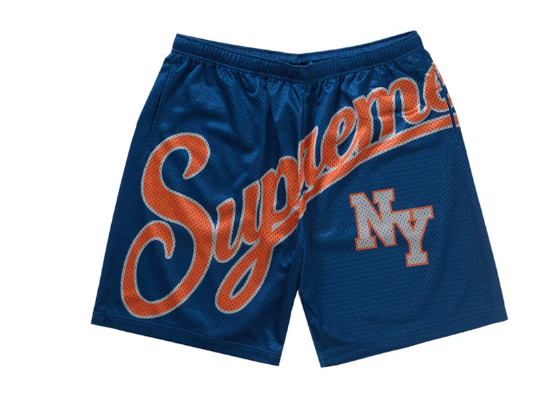Supreme Big Script Mesh Short Blue