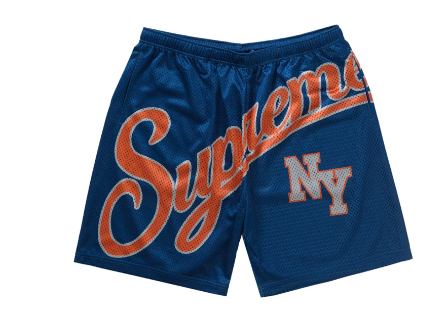 Supreme Big Script Mesh Short Blue