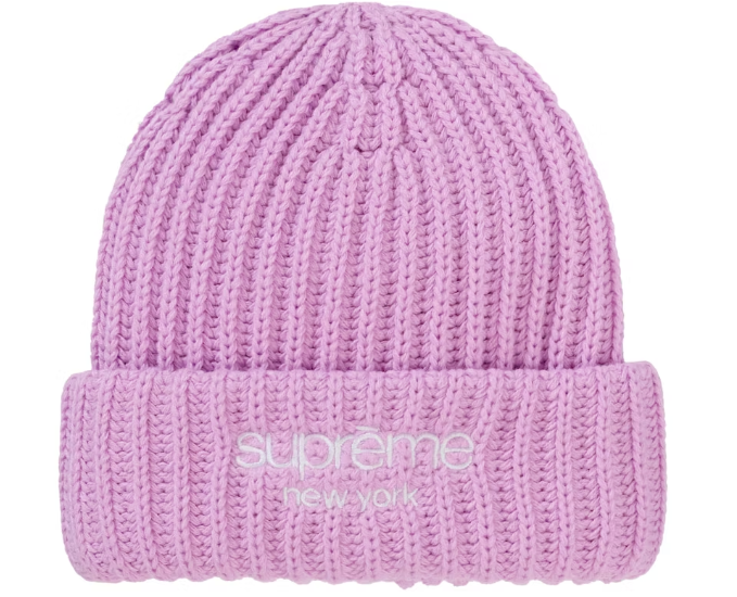 Supreme Chunky Rib Classic Logo Beanie Pink