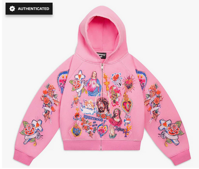 Righteous Risen King Zip Up Hoodie Pink