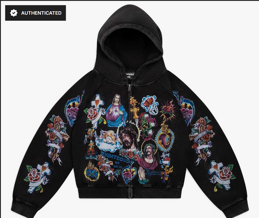 Righteous Risen King Zip Up Hoodie Black