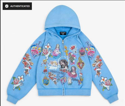 Righteous Risen King Zip Up Hoodie Blue
