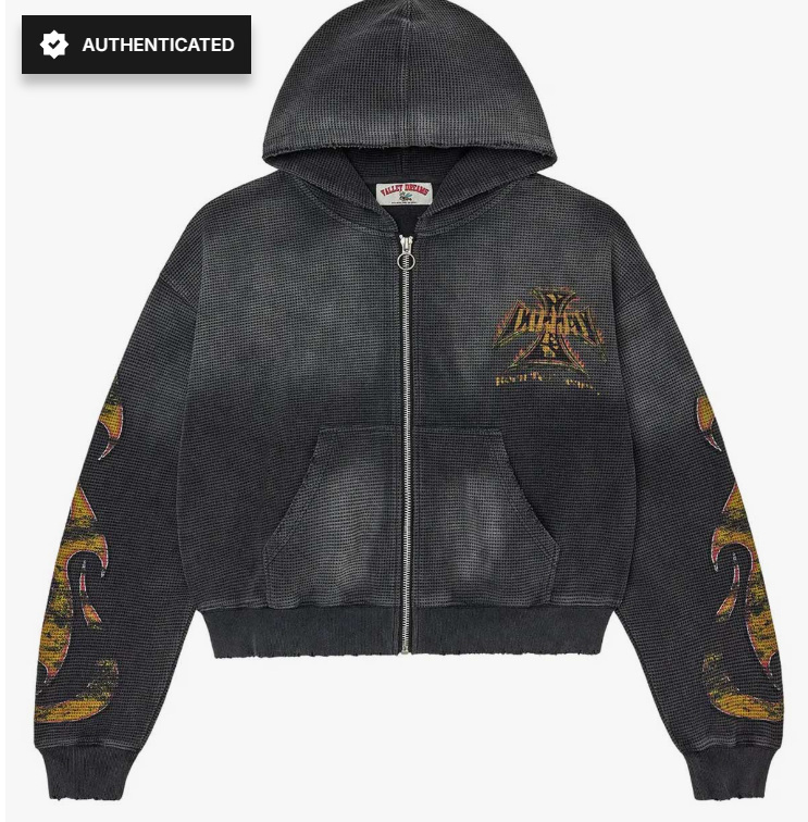 Vale Forever Reborn Waffle Zip Up Hoodie Black