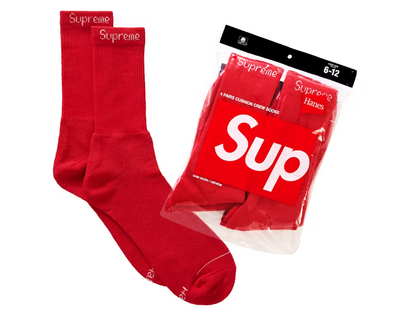 Supreme Hanes Socks (4 Pack) Red